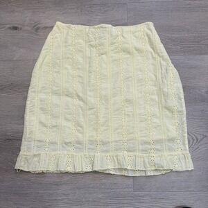 Nasty Gal‎ Womens Yellow Casual Eyelet Skirt Size 10 or Medium Italy Cotton